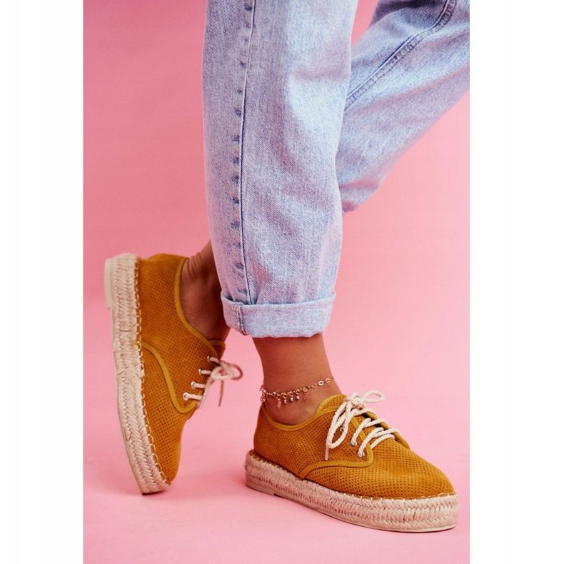 MSMG Naisten espadrillit keltaisella Sonya -pellava -alustalla keltainen 2