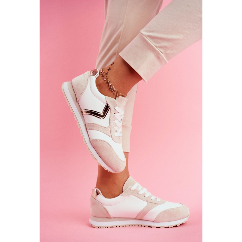 Naisten urheilukengät valkoinen ja beige ruletti ruskea 2