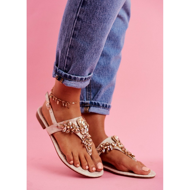 Sandaalit Varvastossut Crystals Under Control beige kultainen 1