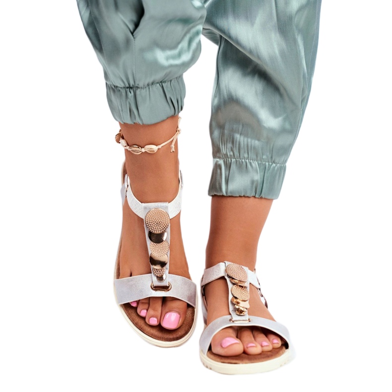 Evento naisten hopeasandaalit 20SD14 2067 valkoinen harmaa 2