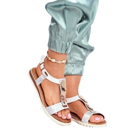 Evento naisten hopeasandaalit 20SD14 2067 valkoinen harmaa 1