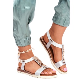 Evento naisten hopeasandaalit 20SD14 2067 valkoinen harmaa 3