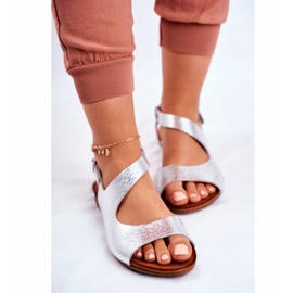 Naisten sandaalit Laura Messi Nahka 1116 Snake Silver Vollare harmaa 2