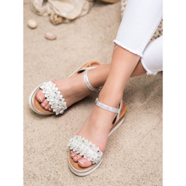 Mannika Tyylikkäät kiilat koristeilla harmaa 2