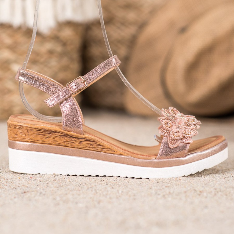 Mannika Tyylikkäät kiilat koristeilla vaaleanpunainen 2