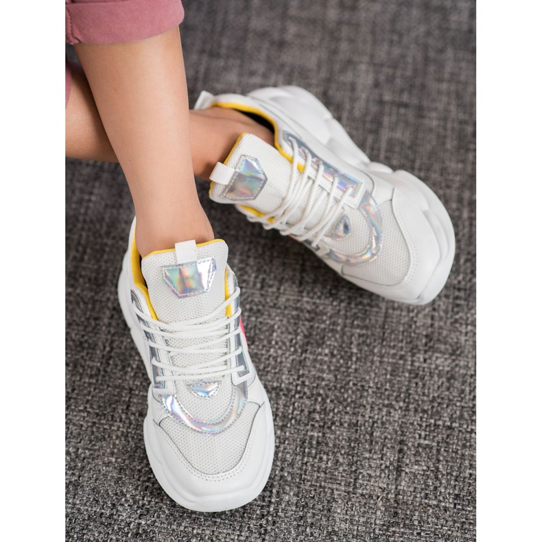 SHELOVET Tennarit, joissa on Eco -nahkaa valkoinen monivärinen harmaa 1