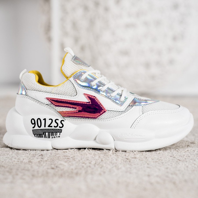 SHELOVET Tennarit, joissa on Eco -nahkaa valkoinen monivärinen harmaa 2