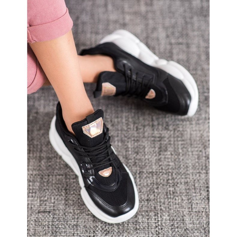 SHELOVET Tennarit, joissa on Eco -nahkaa musta keltainen 1