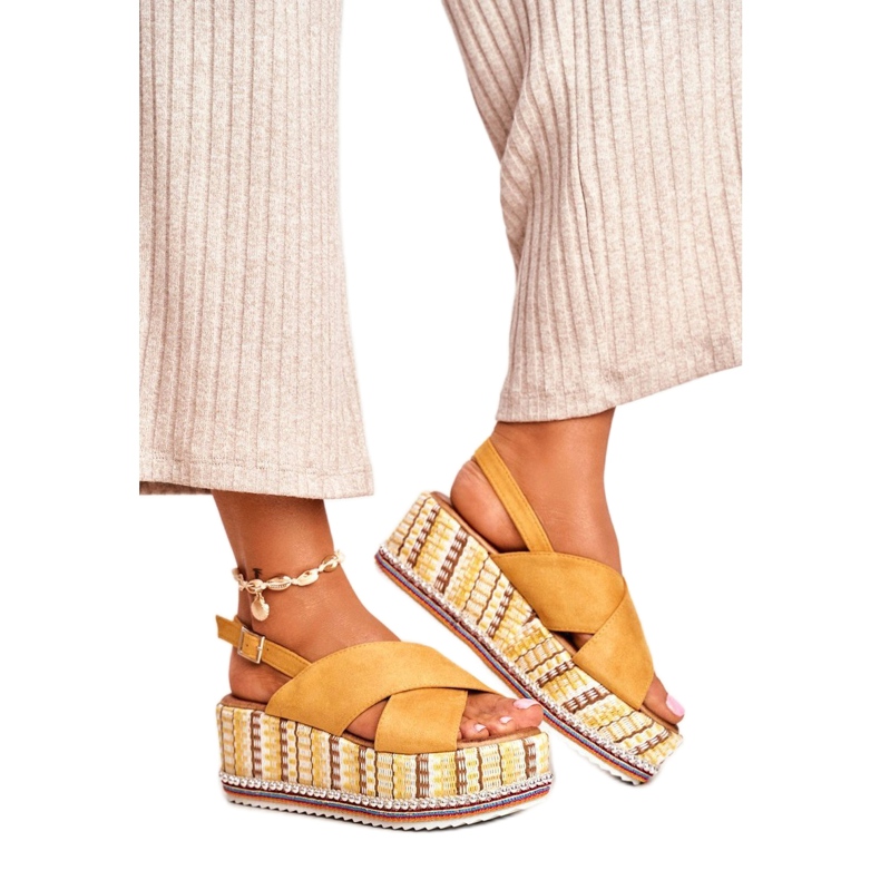 ADY Naisten Sandaalit On Wedge Espadrilles Keltainen Sandy 1