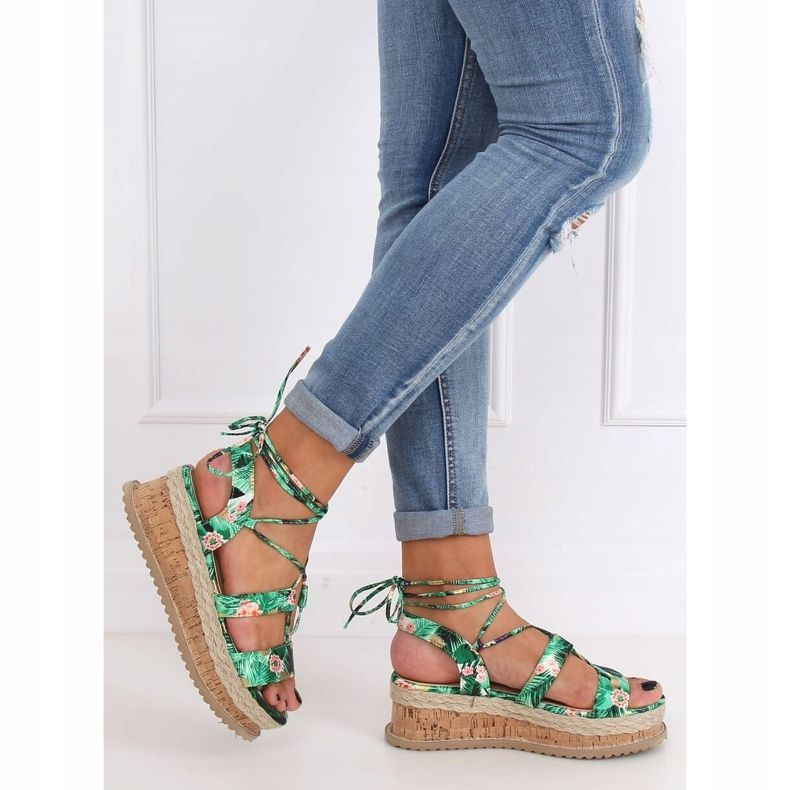 Vihreät espadrilliset sandaalit JH116 Flower Green 1