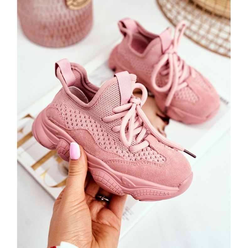 Christmas Fish Lasten urheilujalkineet Pitsi-mokkanahka vaaleanpunainen Volema 1