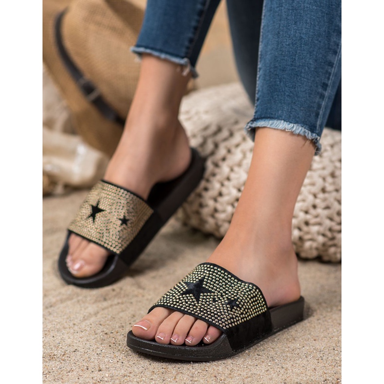 SHELOVET Velour -tossut tähtien kanssa musta 1