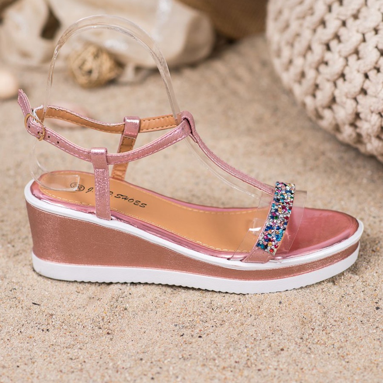 SHELOVET Tyylikkäät kiilat eko -nahalla vaaleanpunainen 2