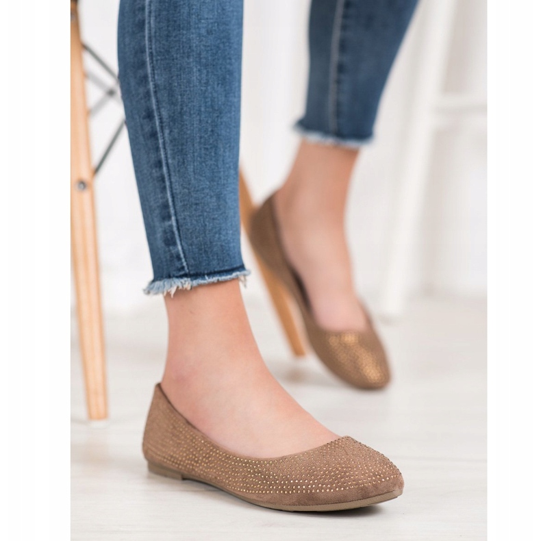 Diamantique Mokkanahka ballerinat kristalleilla ruskea 2