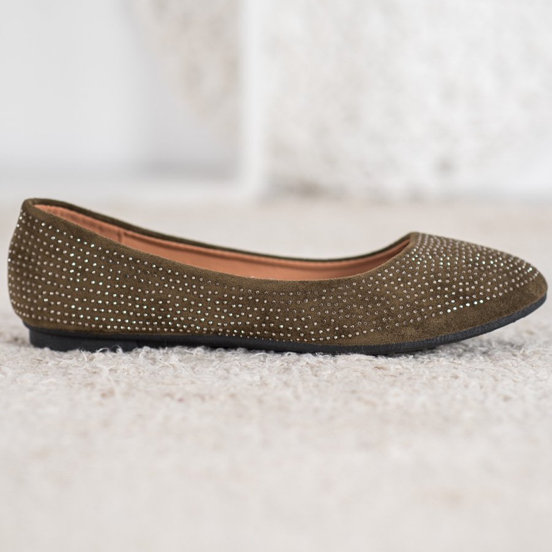 Diamantique Mokkanahka ballerinat kristalleilla vihreä 2