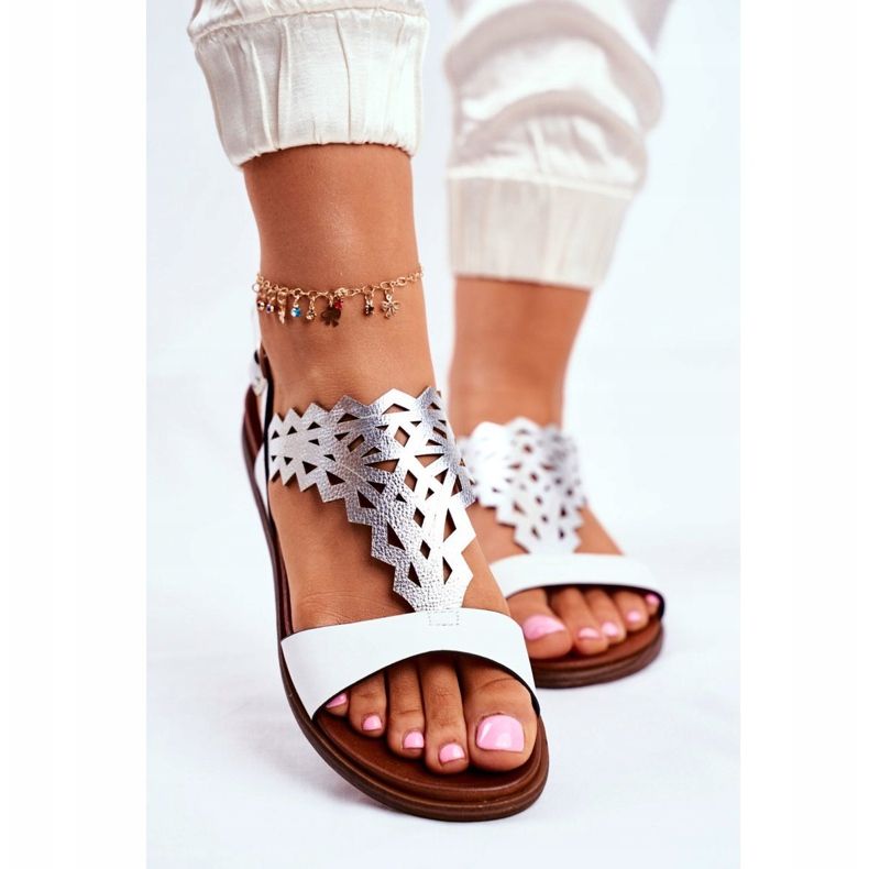 Naisten sandaalit Flat Sergio Leone Valkoinen SK035 harmaa 2