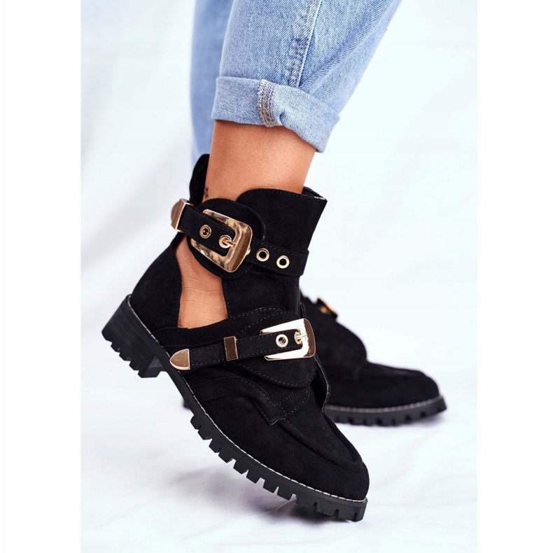 Lu Boo Black Suede Cut Out Kengät Rock Girl musta 1