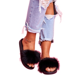 Naisten tohvelit, joissa on luonnollinen turkis musta naturis 3