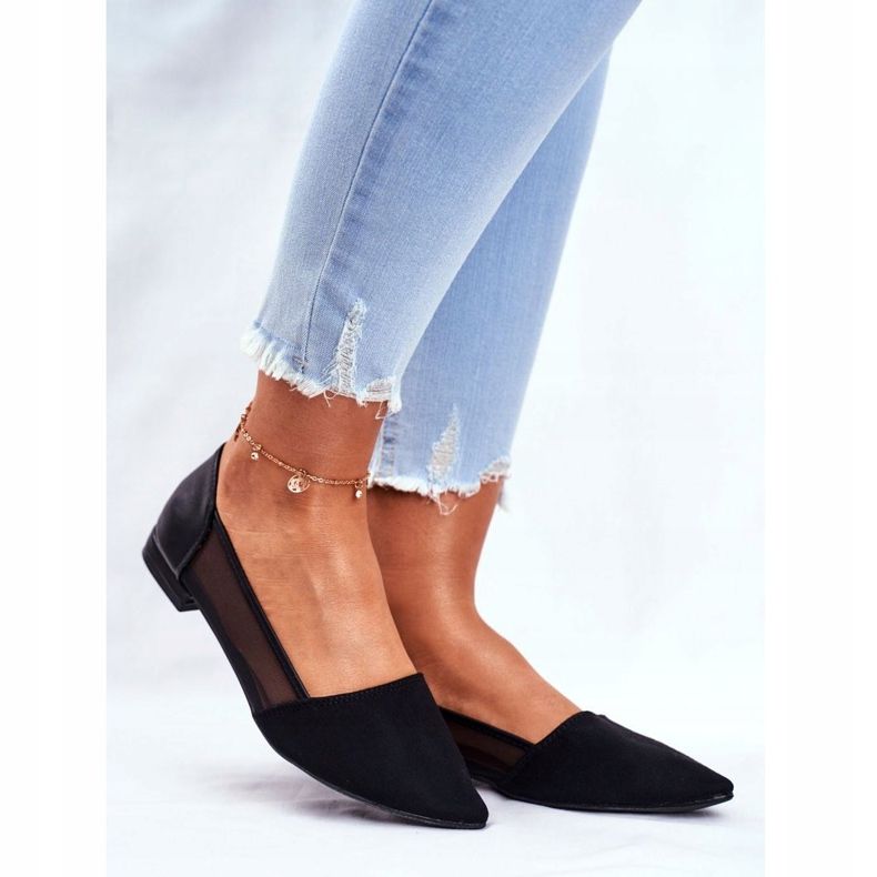 EVE Naisten ballerinat, joissa mesh -mokkanahka musta Fibe 1