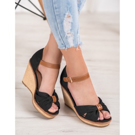 SHELOVET Korkeakorkoiset sandaalit musta 2