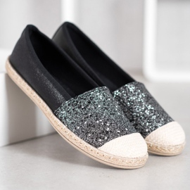 SHELOVET Mustat espadrillit glitterillä 2