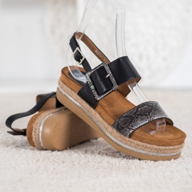 SHELOVET Sandaalit Snake Print Platformissa musta 1