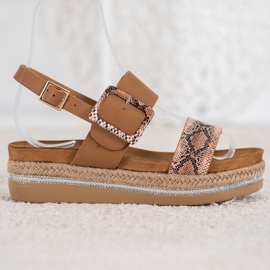 SHELOVET Sandaalit Snake Print Platformissa ruskea 2