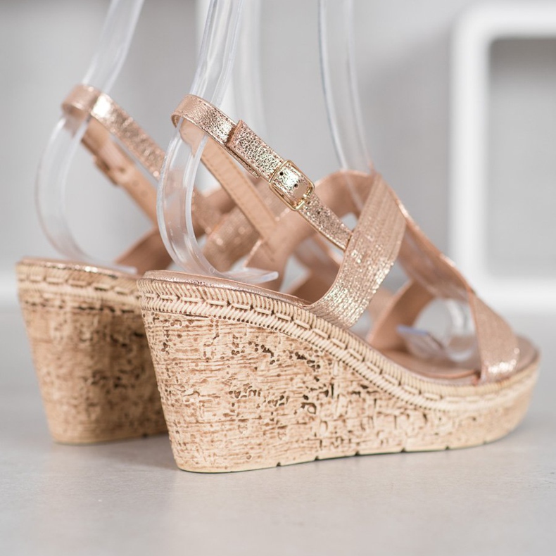 Renda Tyylikkäät kiilamaiset sandaalit keltainen 1