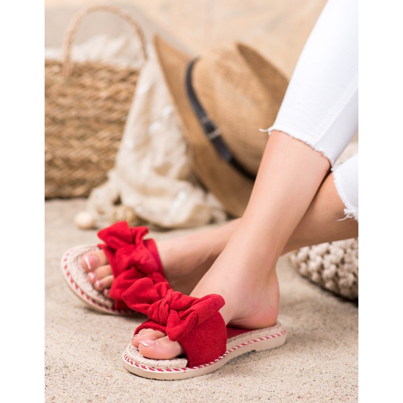 Anesia Paris Tyylikkäät mokkanahkatossut punainen 1