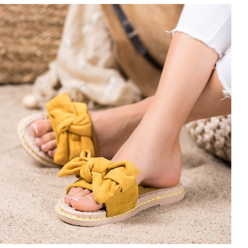 Anesia Paris Tyylikkäät mokkanahkatossut keltainen 2