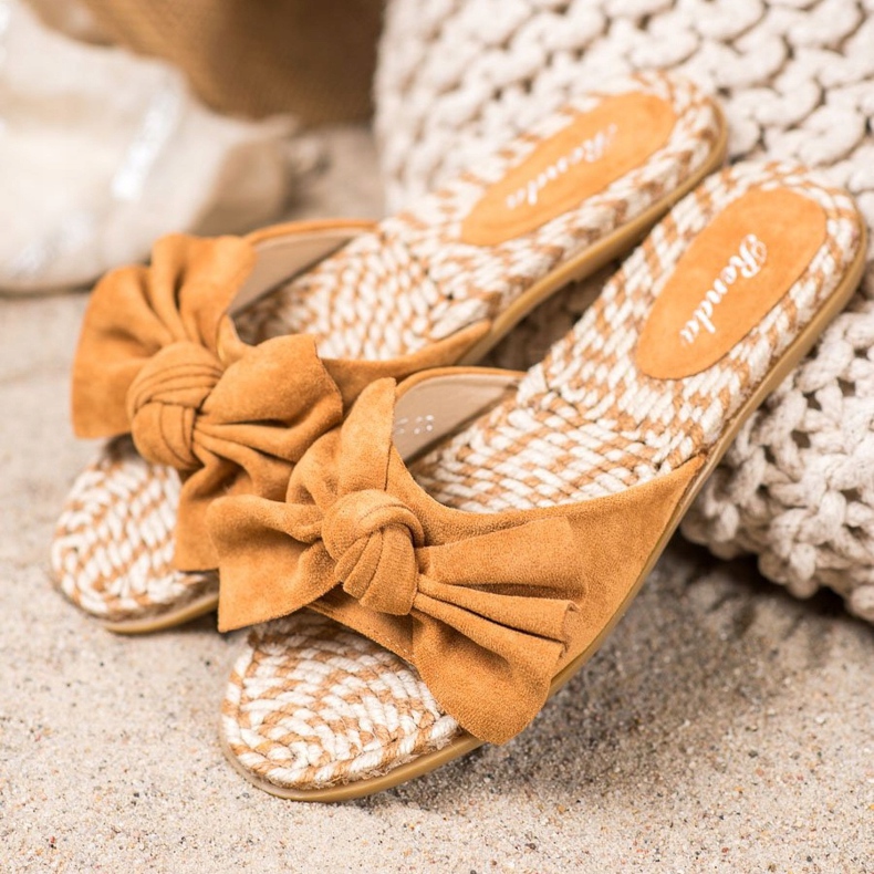 Renda Tyylikkäät tossut, joissa on rusetti ruskea 1