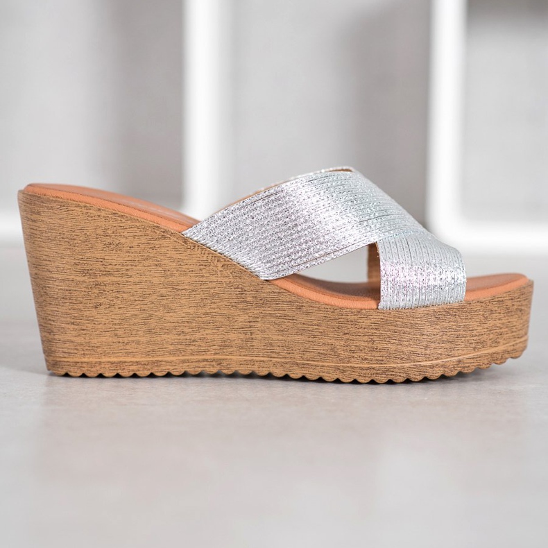 Renda Hopeiset kiilatossut harmaa 1