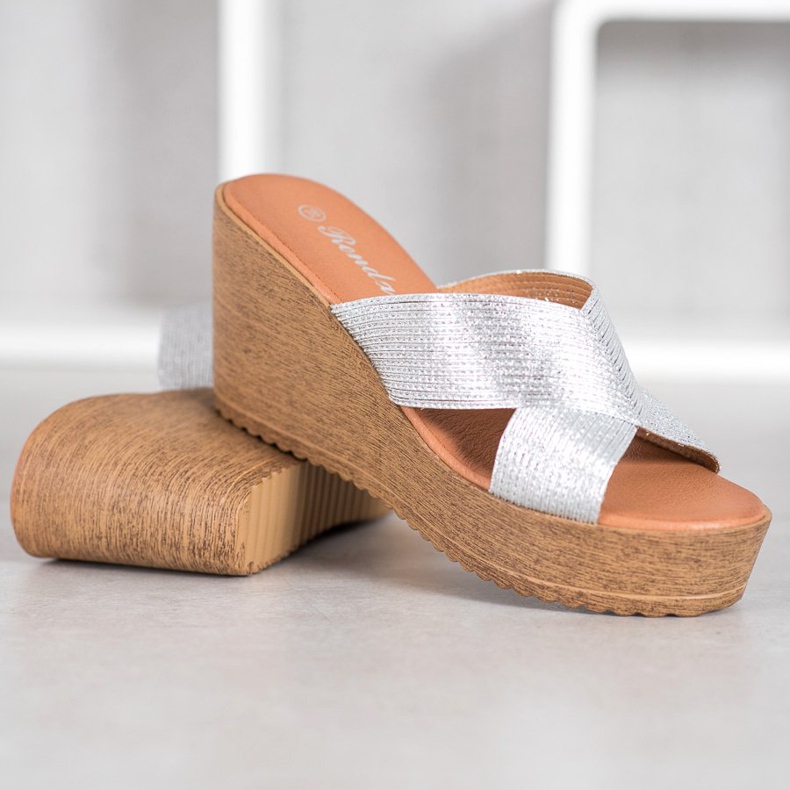 Renda Hopeiset kiilatossut harmaa 2