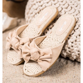 Renda Tyylikkäät tossut, joissa on rusetti beige 1