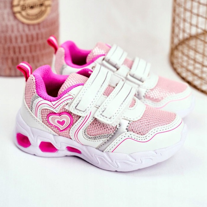 EVE Urheilu Lasten kengät Kiiltävä valkoinen Scarlet Velcro vaaleanpunainen 1