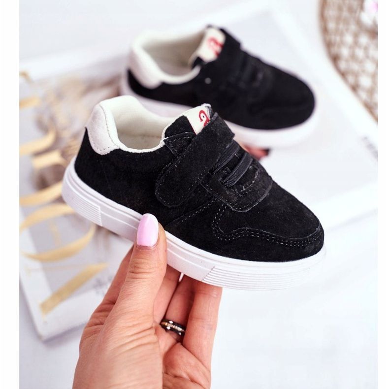 Apawwa Lasten lenkkarit Suede Velcro Black Trelmo ['musta'] musta 1