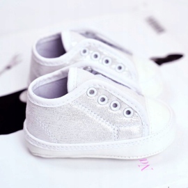 Apawwa Lasten lenkkarit Velcro kanssa Brocade Baptism Silver Milley valkoinen 2