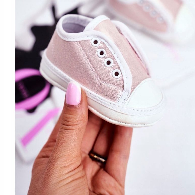 Apawwa Lasten lenkkarit Velcro kanssa Brocade Baptism Pink Milley vaaleanpunainen 1