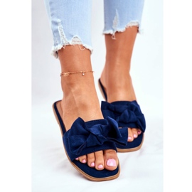 Malesian naisten tohvelit, joissa on tummansiniset rusetit laivastonsininen 2