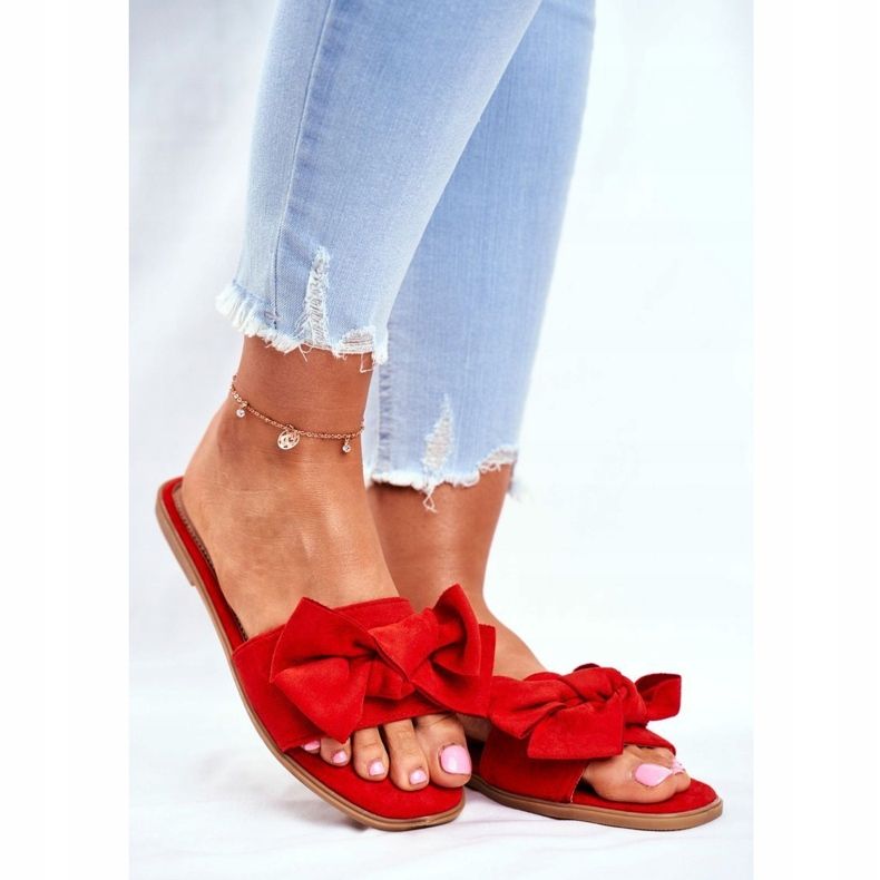 Malesian naisten tossut punaisilla jousilla punainen 1