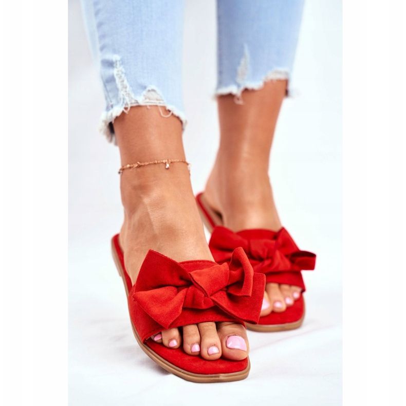 Malesian naisten tossut punaisilla jousilla punainen 2