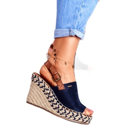 Naisten sandaalit Wedge Big Star Navy Blue FF274980 ruskea tummansininen 3