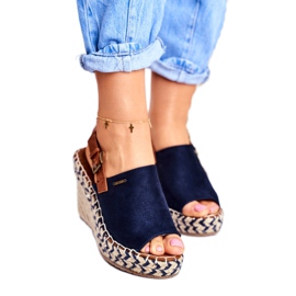 Naisten sandaalit Wedge Big Star Navy Blue FF274980 ruskea laivastonsininen 1