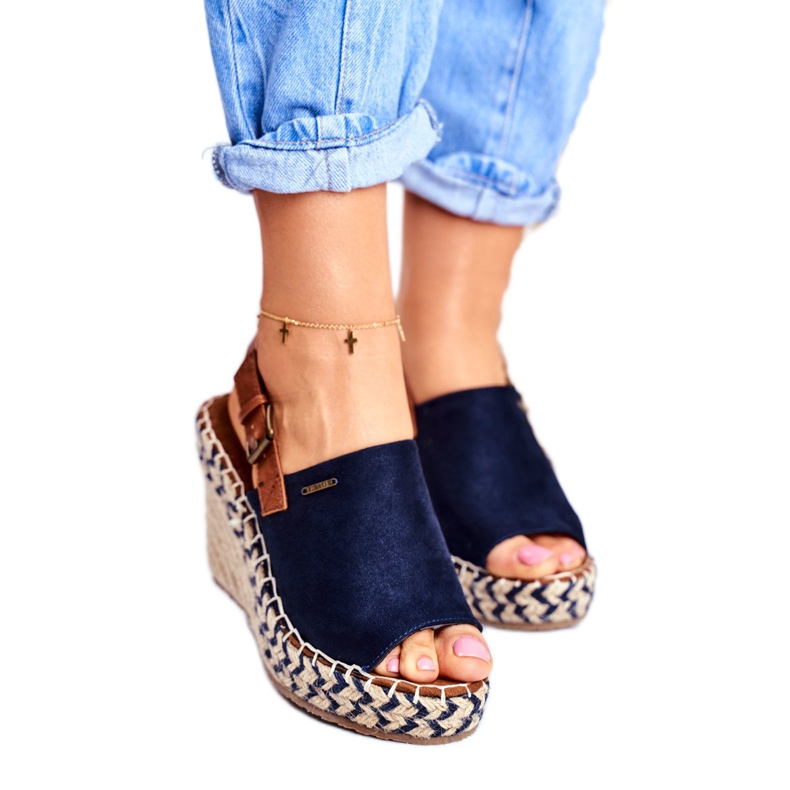 Naisten sandaalit Wedge Big Star Navy Blue FF274980 ruskea tummansininen 1