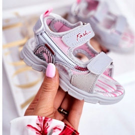 PL1 Lasten sandaalit Velcro Grey Grobinolla vaaleanpunainen harmaa 1