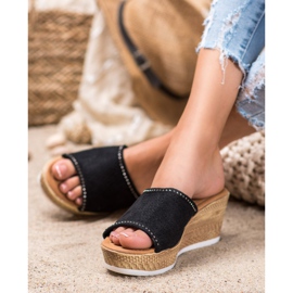 Renda Avoimet kiilamaiset tossut musta 1