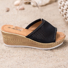 Renda Avoimet kiilamaiset tossut musta 2