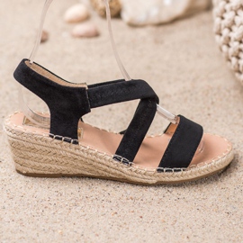 Renda Suede Espadrilles Sandaalit musta 1