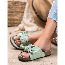 Renda Mukavat tossut, joissa on rusetti vihreä 1