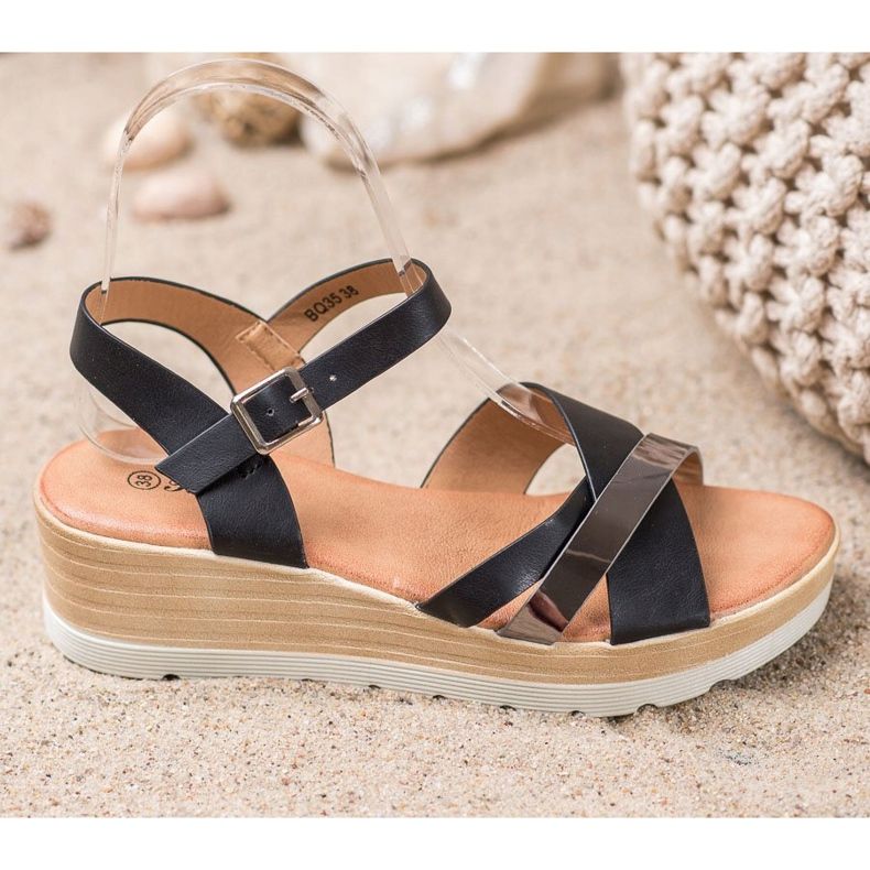 Renda Wedge sandaalit musta 1